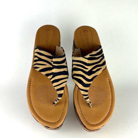 Corso Como Zebra Print Cork Wedge Flip Flops – Size 11M Never worn - Picture 2 of 12